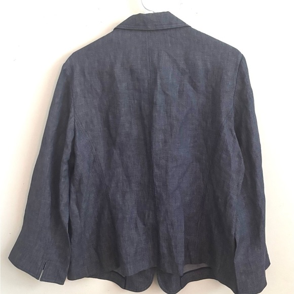 Lafayette 148 Chambray Linen Blazer Minimalist Lightweight Two Button Career - Picture 2 of 4